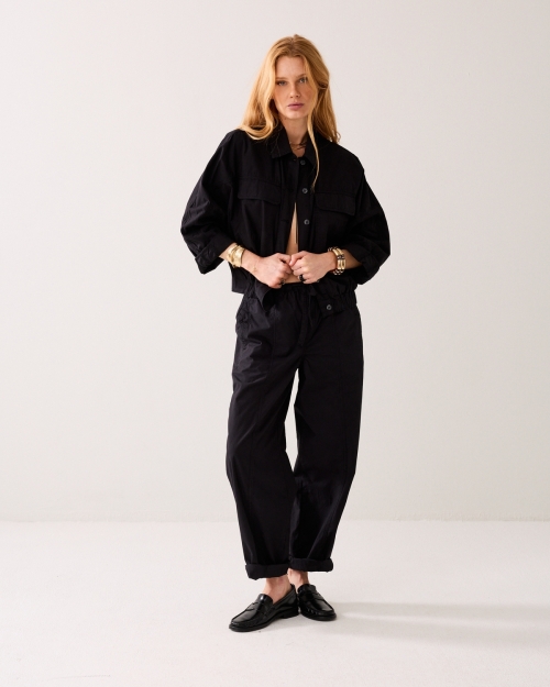 Summum Batwing jacket Breezy cotton canvas 990 Black