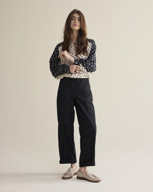 Summum Loose pant Breezy cotton canvas 990 Black