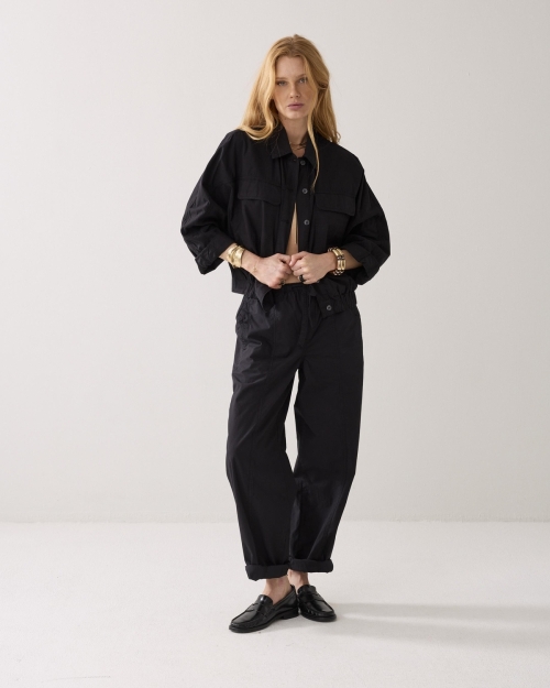 Summum Loose pant Breezy cotton canvas 990 Black