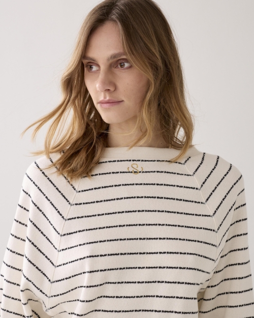 Summum Jersey Striped sweat 122 Ivory