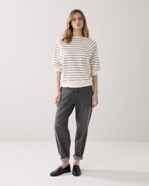 Summum Jersey Striped sweat 122 Ivory
