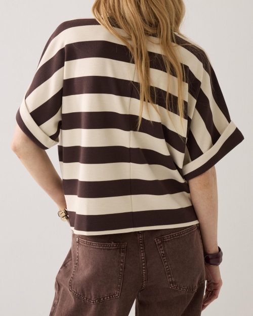 Summum Top Big stripe heavy jersey 713 Coffee