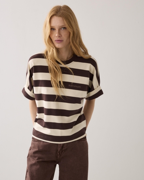 Summum Top Big stripe heavy jersey 713 Coffee
