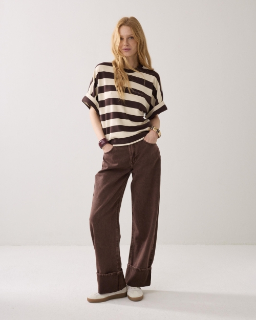 Summum Top Big stripe heavy jersey 713 Coffee