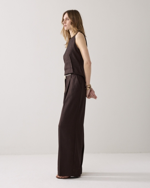 Summum Trousers Linen blend 713 Coffee