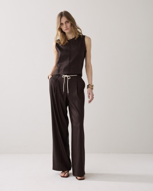 Summum Trousers Linen blend 713 Coffee