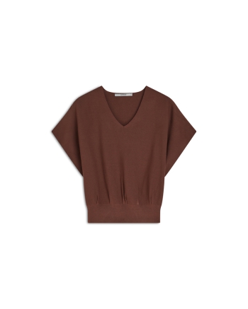Summum V-neck sweater Viscose blend knit 713 Coffee