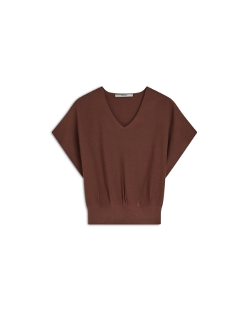 Summum V-neck sweater Viscose blend knit 713 Coffee