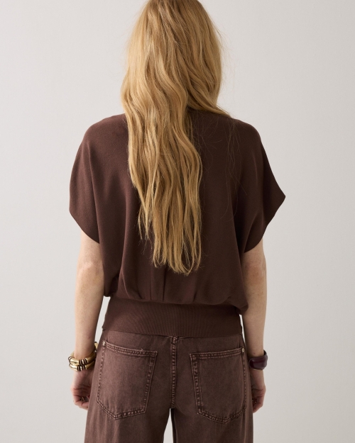 Summum V-neck sweater Viscose blend knit 713 Coffee
