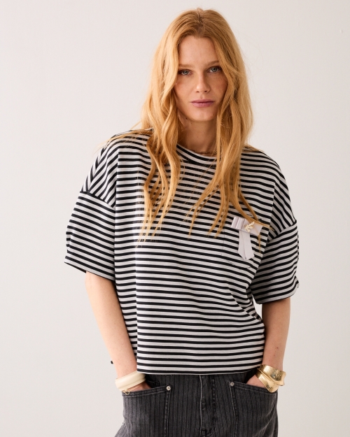Summum Top Striped scuba 990 Black