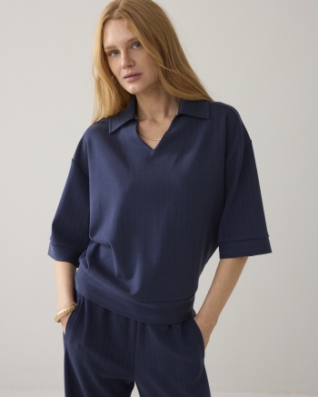Summum Top Pinstripe scuba 495 Midnight blue