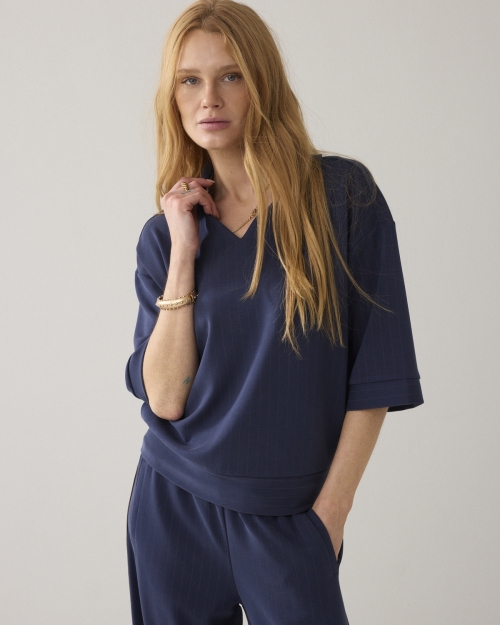 Summum Top Pinstripe scuba 495 Midnight blue