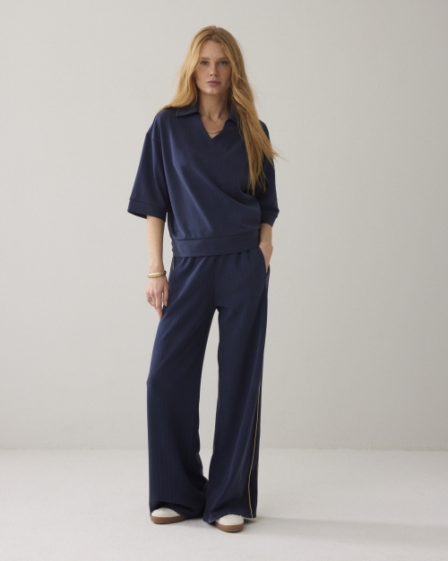 Summum Top Pinstripe scuba 495 Midnight blue