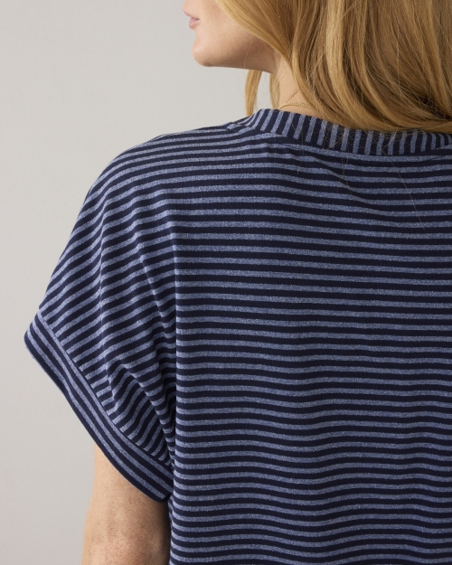 Summum Top Two tone lurex stripe 495 Midnight blue