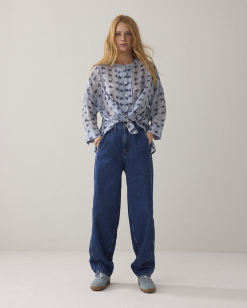 Summum Blouse Tie dye stripe 423 Soft blue