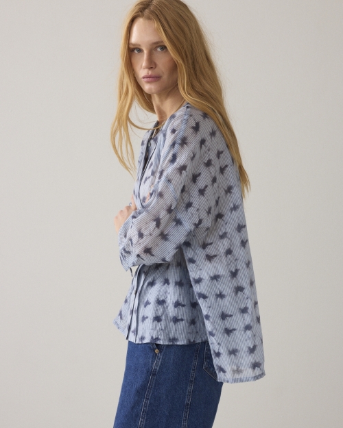 Summum Blouse Tie dye stripe 423 Soft blue