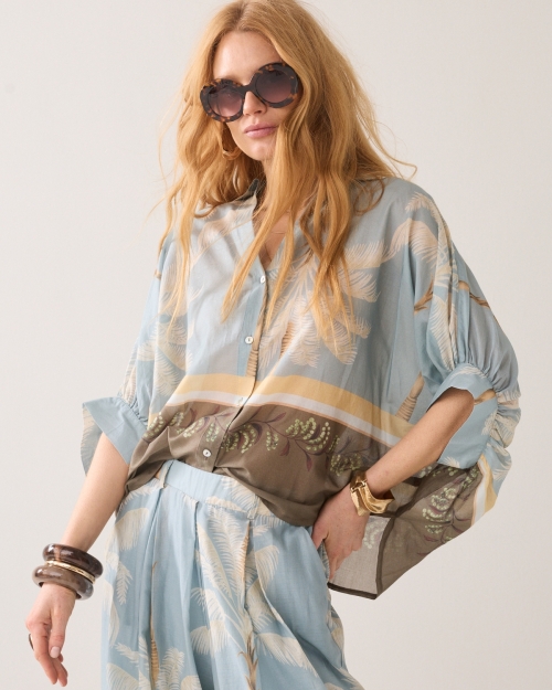 Summum Blouse Palmtree print 431 Glacier blue