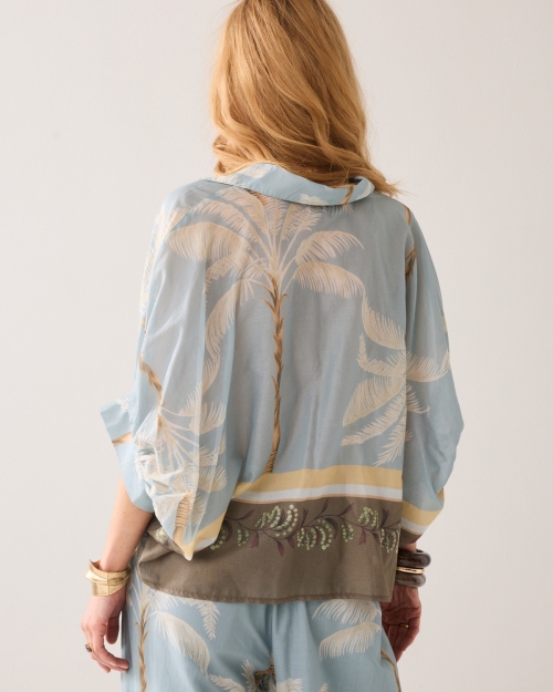 Summum Blouse Palmtree print 431 Glacier blue