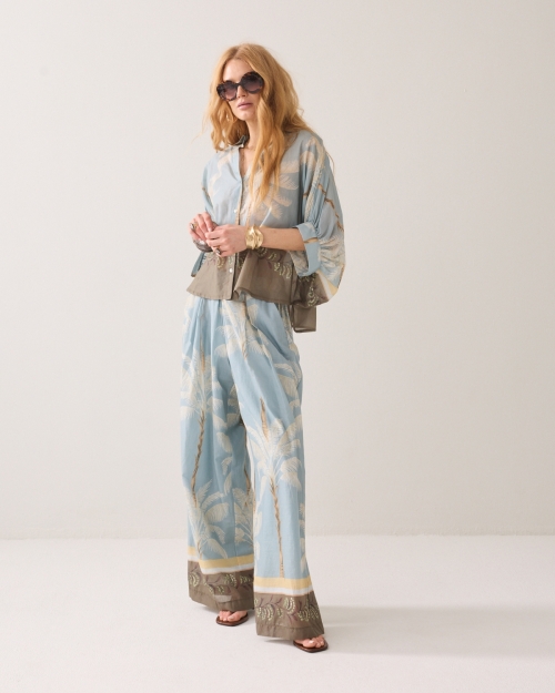 Summum Blouse Palmtree print 431 Glacier blue