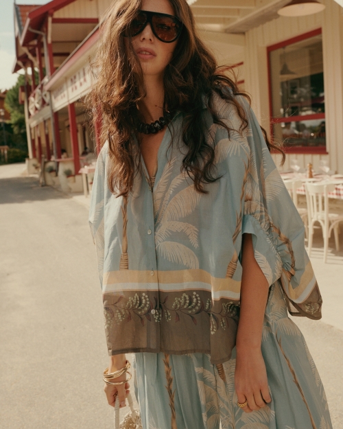 Summum Blouse Palmtree print 431 Glacier blue