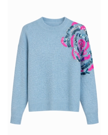 Miss & ü Trui paillet Blauw