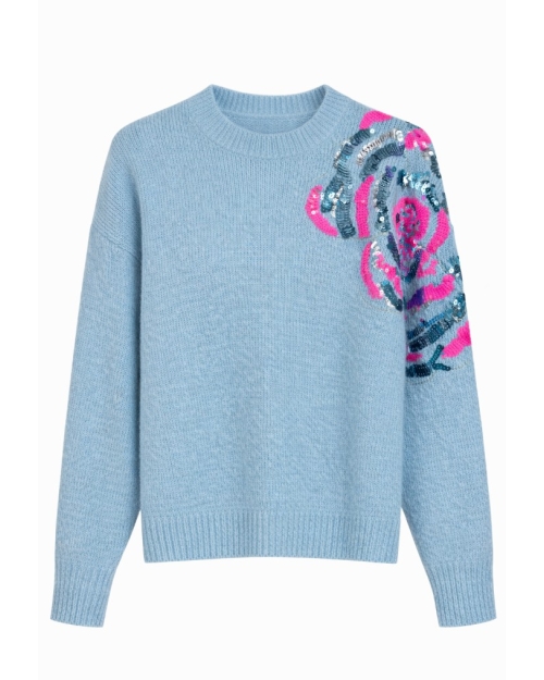 Miss & ü Trui paillet Blauw