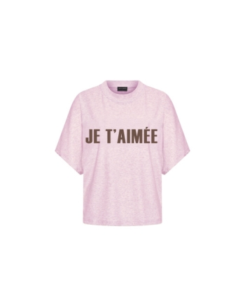 Aímée the Label pink melée, brown le pink melée, brown letters