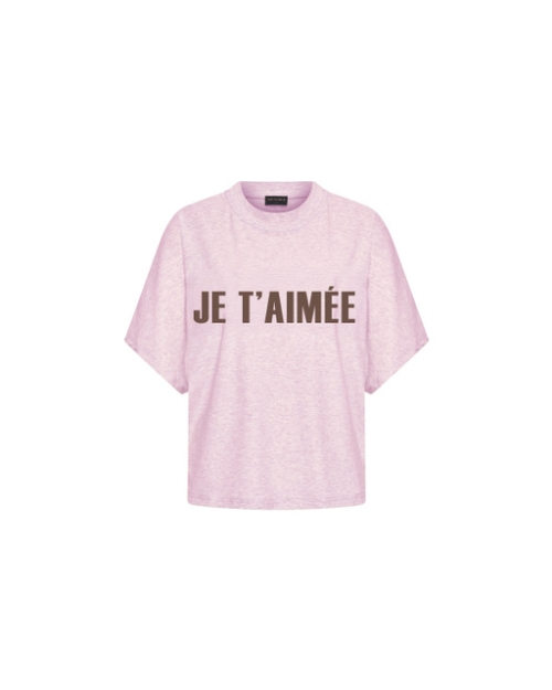 AIMEE THE LABEL pink melée, brown le pink melée, brown letters