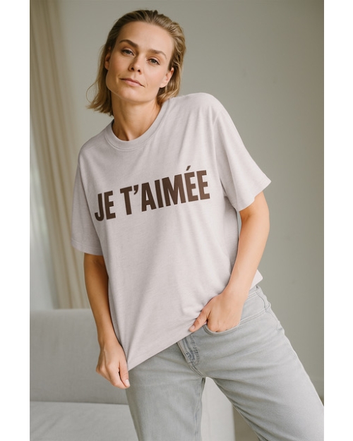 AIMEE THE LABEL sand melée, brown le sand melée, brown letters