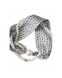 Tim&Simonsen Scarf magnetic pearl and necklace Black-White