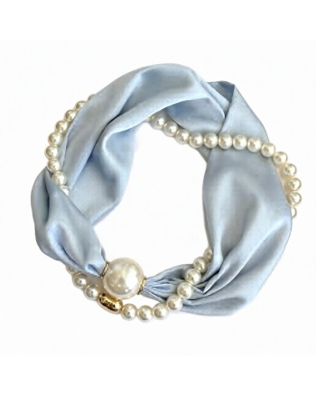Tim&Simonsen Scarf magnetic pearl and necklace light blue