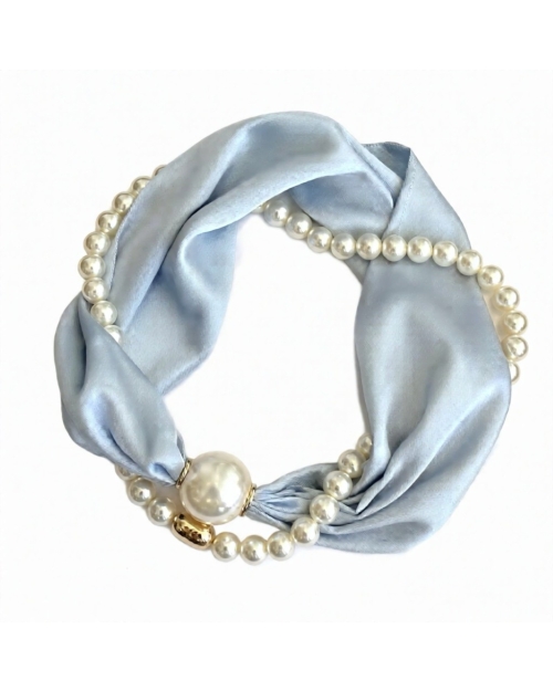 Tim&Simonsen Scarf magnetic pearl and necklace light blue
