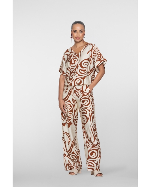 Geisha Pants bi-color 760 ecru/tabacco