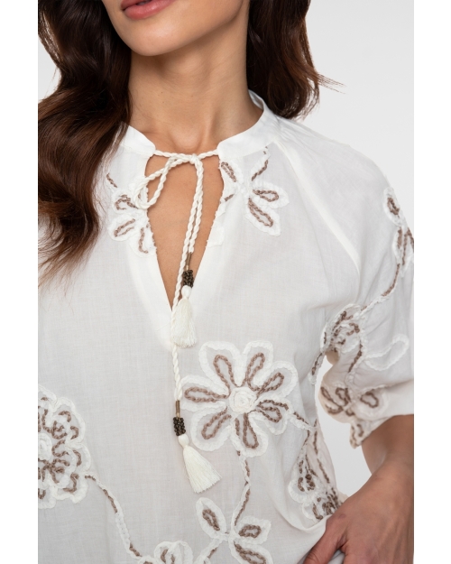 Geisha Top embroidered 718 ecru