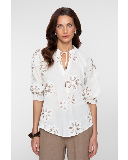 Geisha Top embroidered 718 ecru