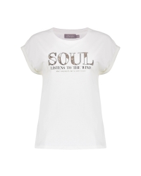 Geisha T-shirt 'soul' 10 off-white/black/camel
