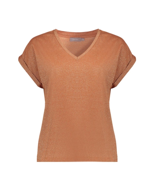 Geisha T-shirt lurex V-neck 202 ginger