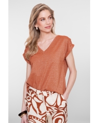 Geisha T-shirt lurex V-neck 202 ginger