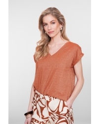 Geisha T-shirt lurex V-neck 202 ginger