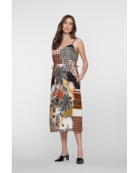 Geisha dress 775 brown/sand/black
