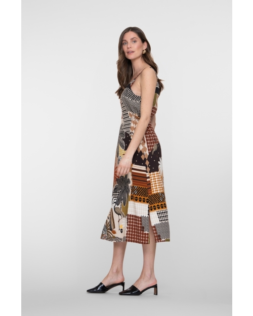 Geisha dress 775 brown/sand/black