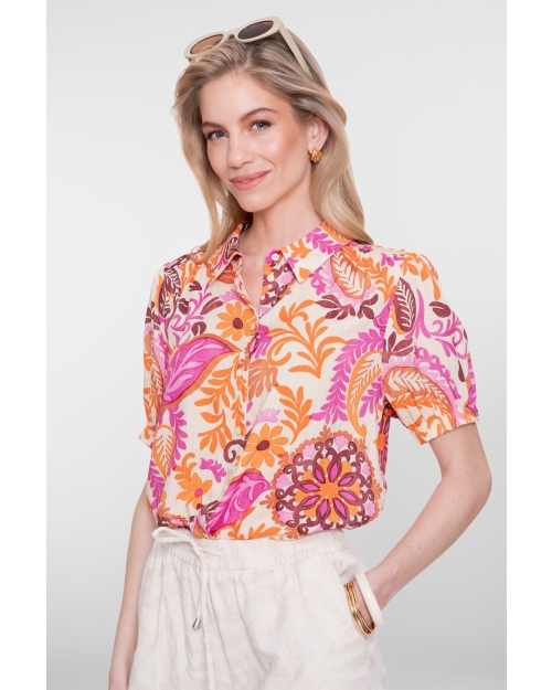 Geisha blouse 250 orange/pink/sand