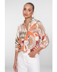 Geisha blouse 250 dark orange/green/camel