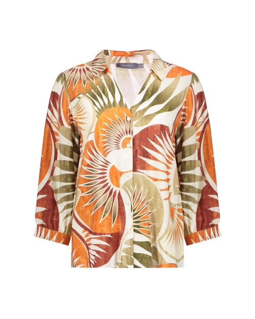 Geisha blouse 250 dark orange/green/camel