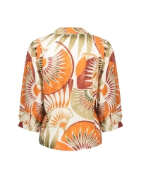 Geisha blouse 250 dark orange/green/camel