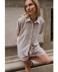 Yaya Gestreepte blouse met korte mo 441091