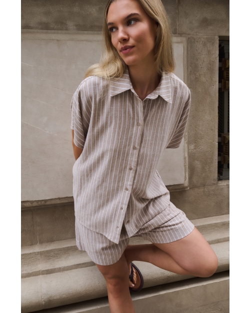 Yaya Gestreepte blouse met korte mo 441091