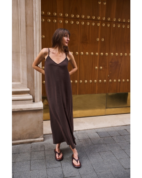 Yaya Lange jurk met bandjes en loss 99074