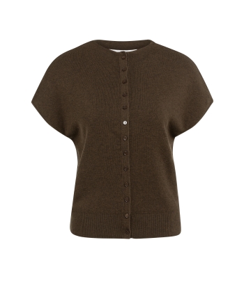 Yaya Mouwloos gebreid vest met knop 908142