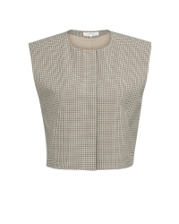 Yaya Geruit geweven gilet met schou 990791